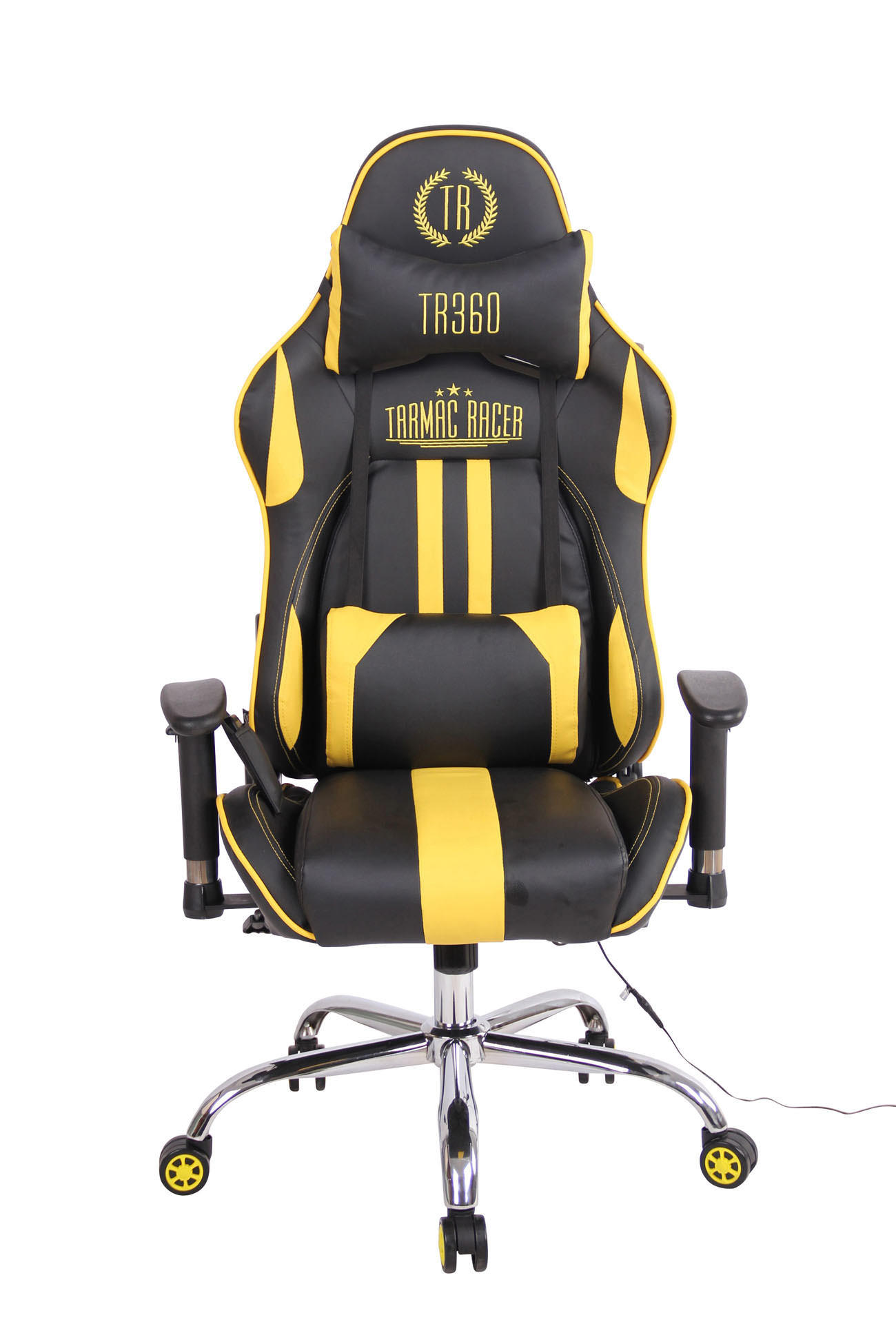 GAMINGSTUHL Lederlook schwarz/gelb - Gelb/Schwarz, Textil/Metall (67/128/51cm) - CLP