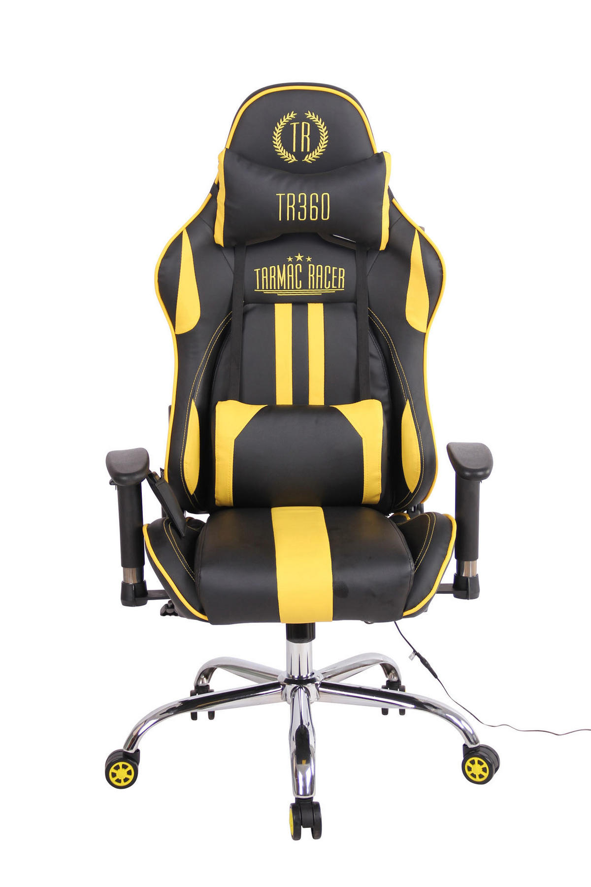 CHEFSESSEL Lederlook schwarz/gelb - Gelb/Schwarz, Textil/Metall (67/128/51cm) - CLP