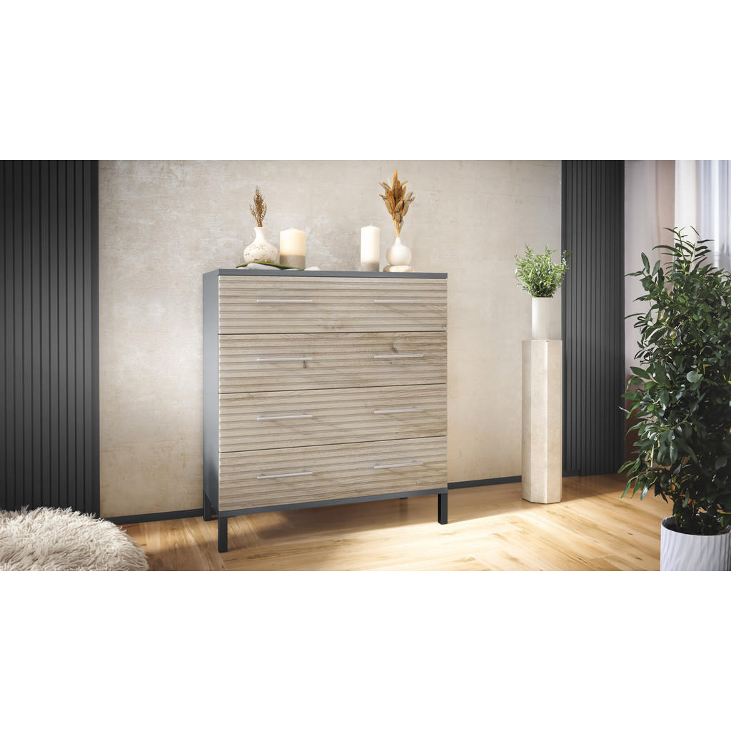 Thumbnail - Vladon Kommode, Sonoma Eiche, Holzwerkstoff, 76x84x35 cm, Wohnzimmer, Kommoden & Sideboards, Kommoden