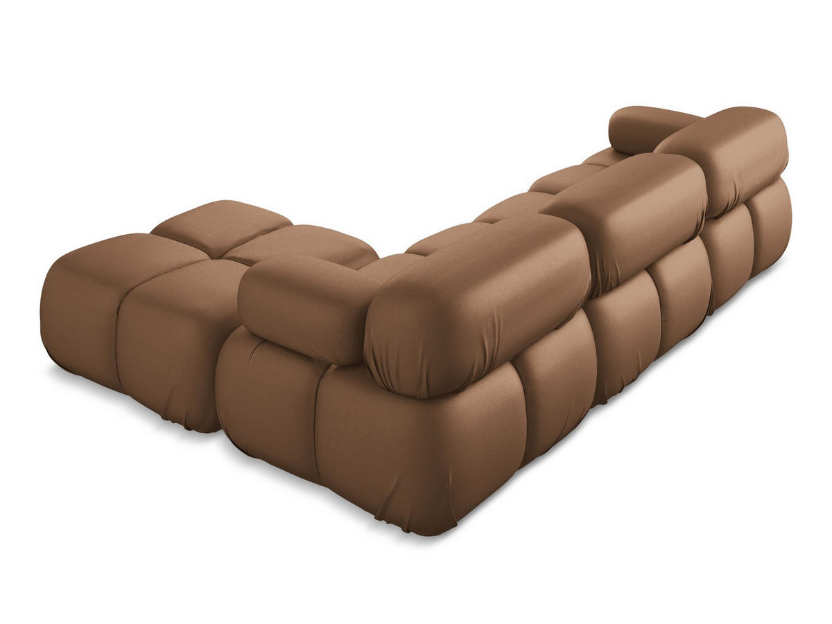 ECKSOFA Beidseitig Kunstleder Braun - Lila/Schwarz, Leder/Kunststoff (285/191cm) - Makamii
