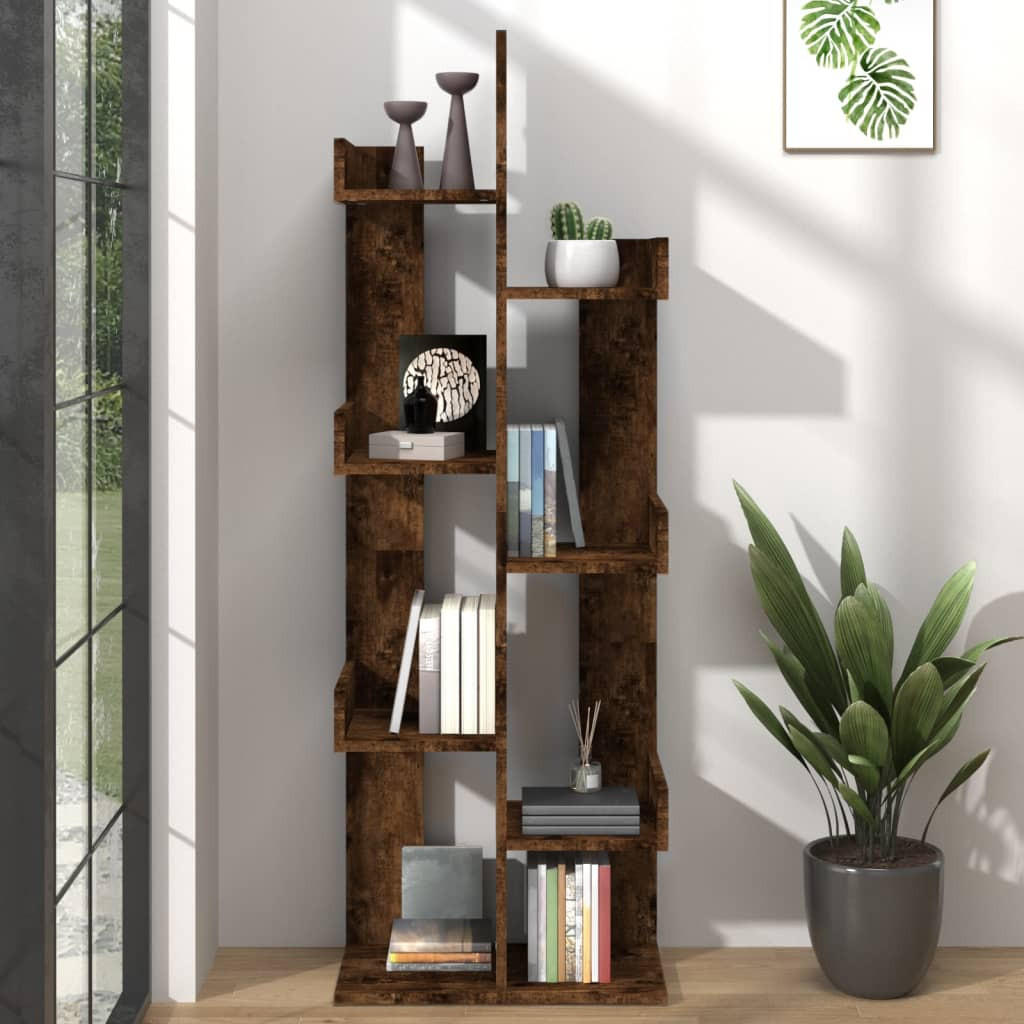 BÜCHERREGAL Baumform 48/25,5/140 cm aus Holzwerkstoff Räuchereiche Dekor - Dunkelbraun, Holz (48/140/25.5cm) - vidaXL