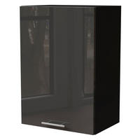 KÜCHENHÄNGESCHRANK Essen W2/50 Graphit Hochglanz / Schwarz Matt 50 / 32,5 / 72cm - Schwarz/Graphitfarben, Holz/Holzwerkstoff (50/72/32.5cm) - Feldmann-Wohnen