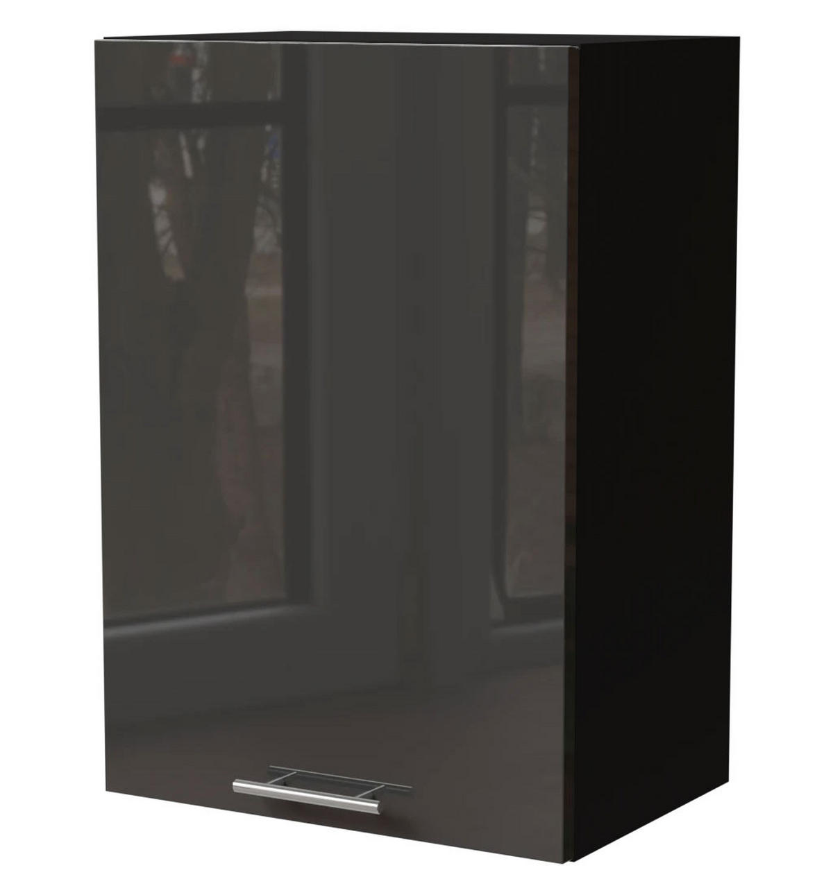 KÜCHENHÄNGESCHRANK Essen W2/50 Graphit Hochglanz / Schwarz Matt 50 / 32,5 / 72cm - Schwarz/Graphitfarben, Holz/Holzwerkstoff (50/72/32.5cm) - Feldmann-Wohnen