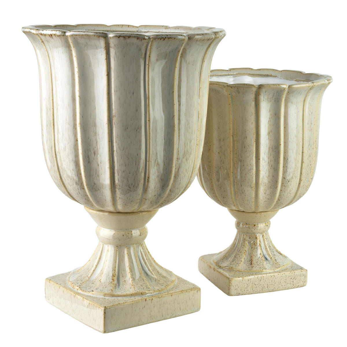 VASE Evam beige 24/24/34 Keramik - Beige, Keramik (34cm) - Mondex