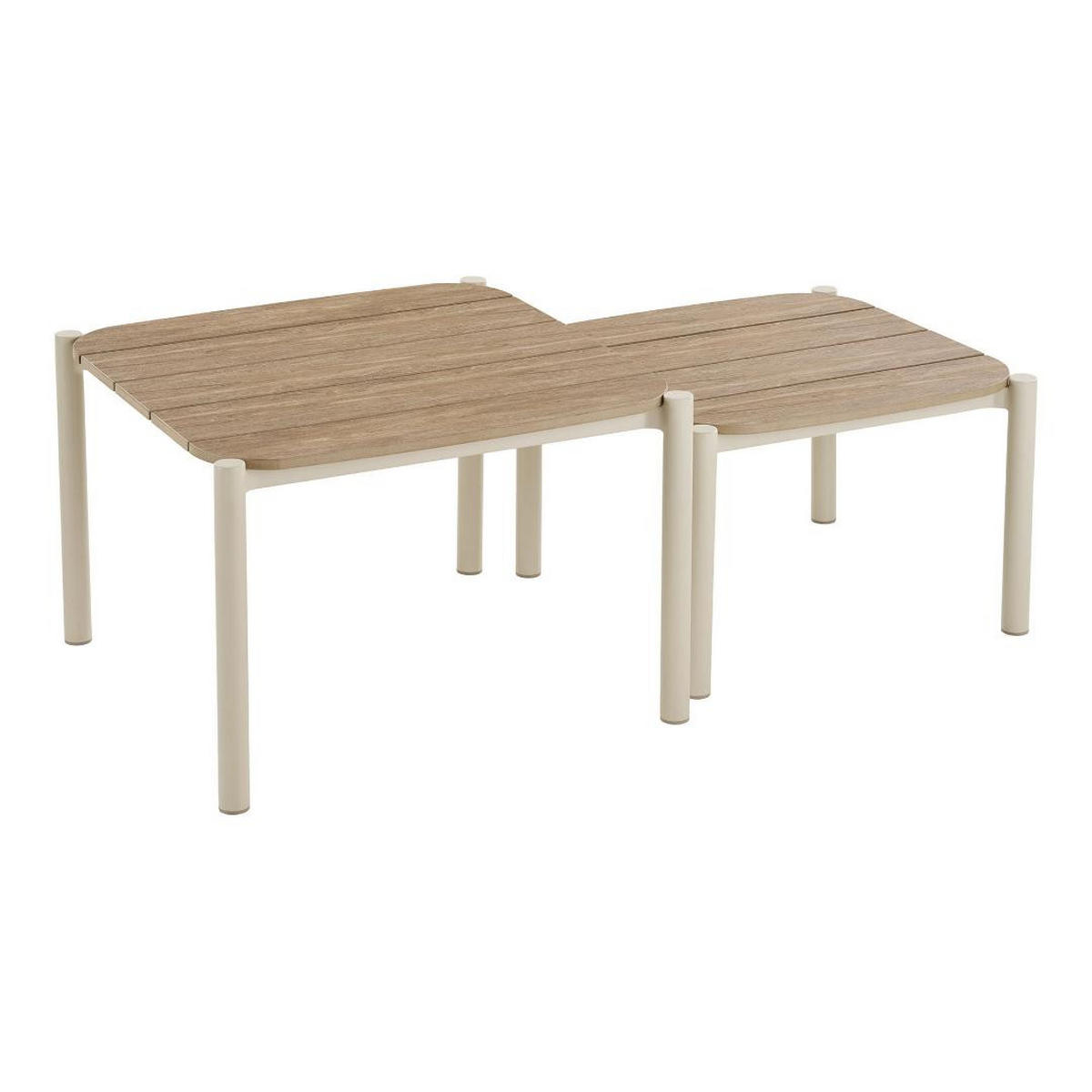LOUNGE-SET, Bella, Tisch Natur, Stühle Sand, Metall / Polyester, 109 x 56 x 42 cm, 5-teilig - Naturfarben, Metall - ebuy24