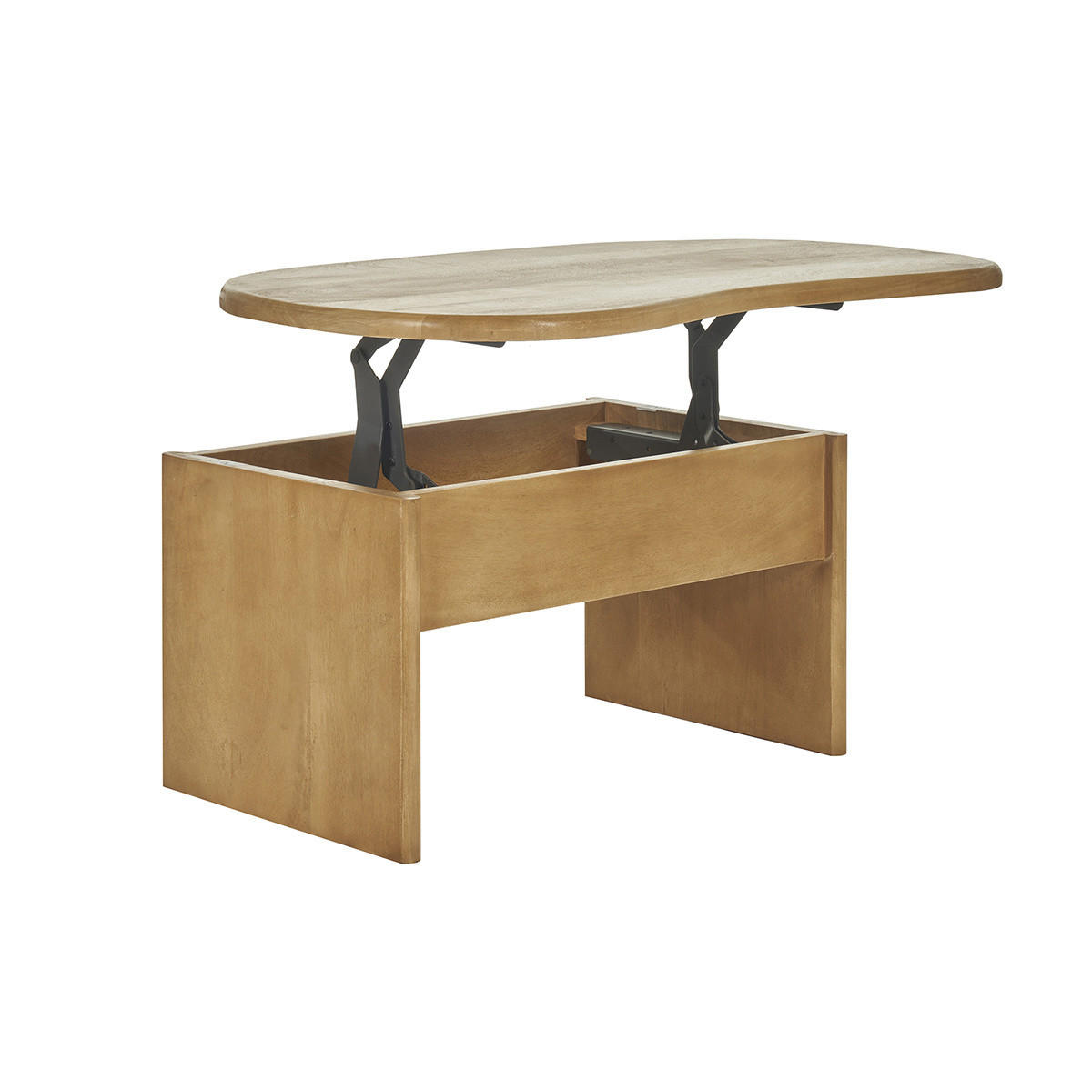 COUCHTISCH Bohnenform Ablage Massives Mangoholz B95 cm KOKOA - Eiche Bianco, Holz (95/54/40cm) - Miliboo