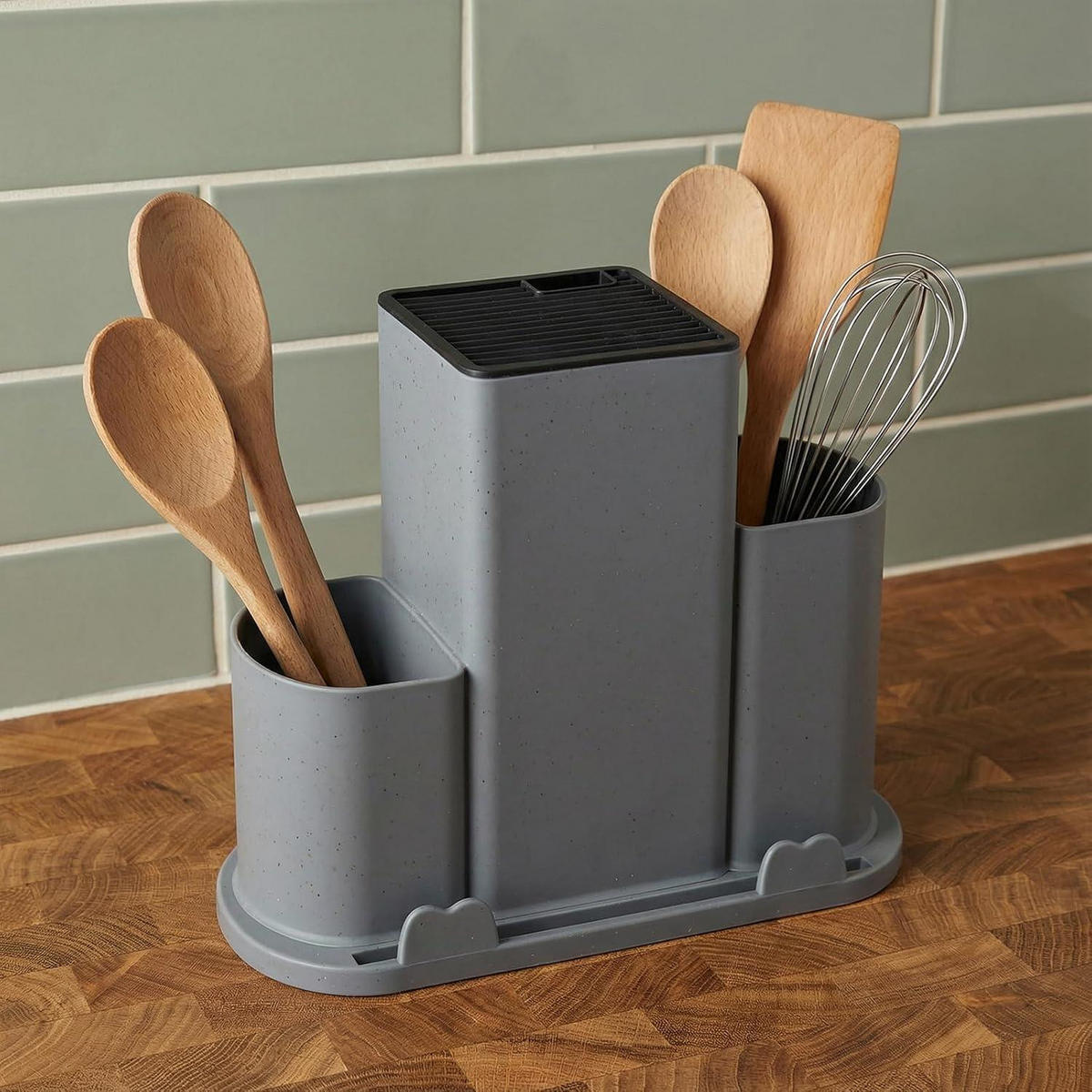 MESSERBLOCK 4-in-1 Grau - Grau, Kunststoff (11.1/23.4/29.8cm)