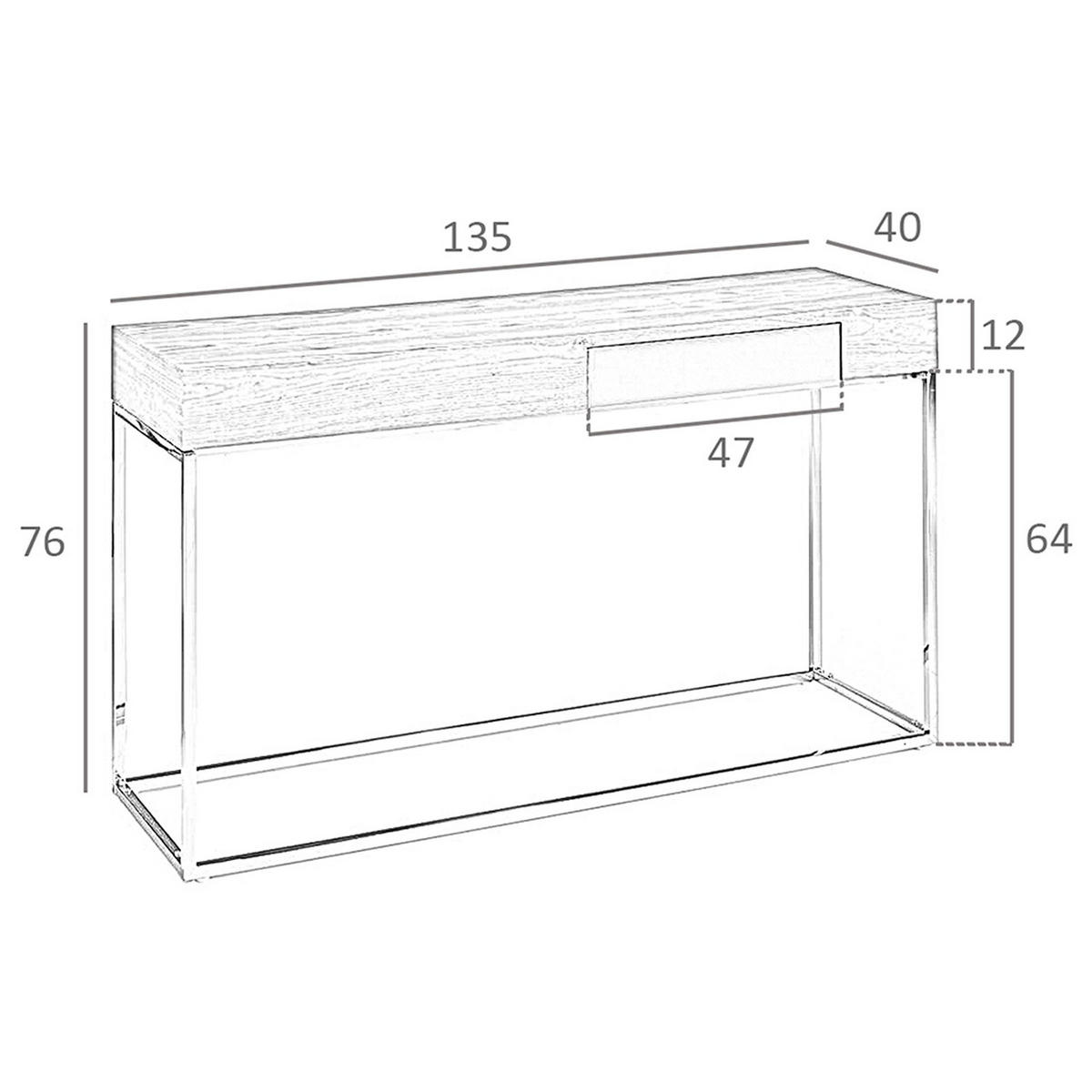 KONSOLENTISCH Rechteckiger aus Nussbaum und verchromtem Stahl 135/40/76 cm - Chromfarben/Edelstahlfarben, Holz/Holzwerkstoff (40/135/76cm) - ANGEL CERDA