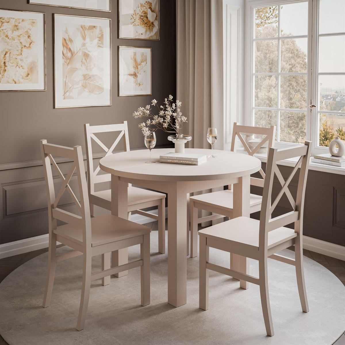 ESSZIMMER Set OLEA KASCHMIR Tisch + 4 Stühle - Kaschmir, Holzwerkstoff (140/77/100cm) - Lookway
