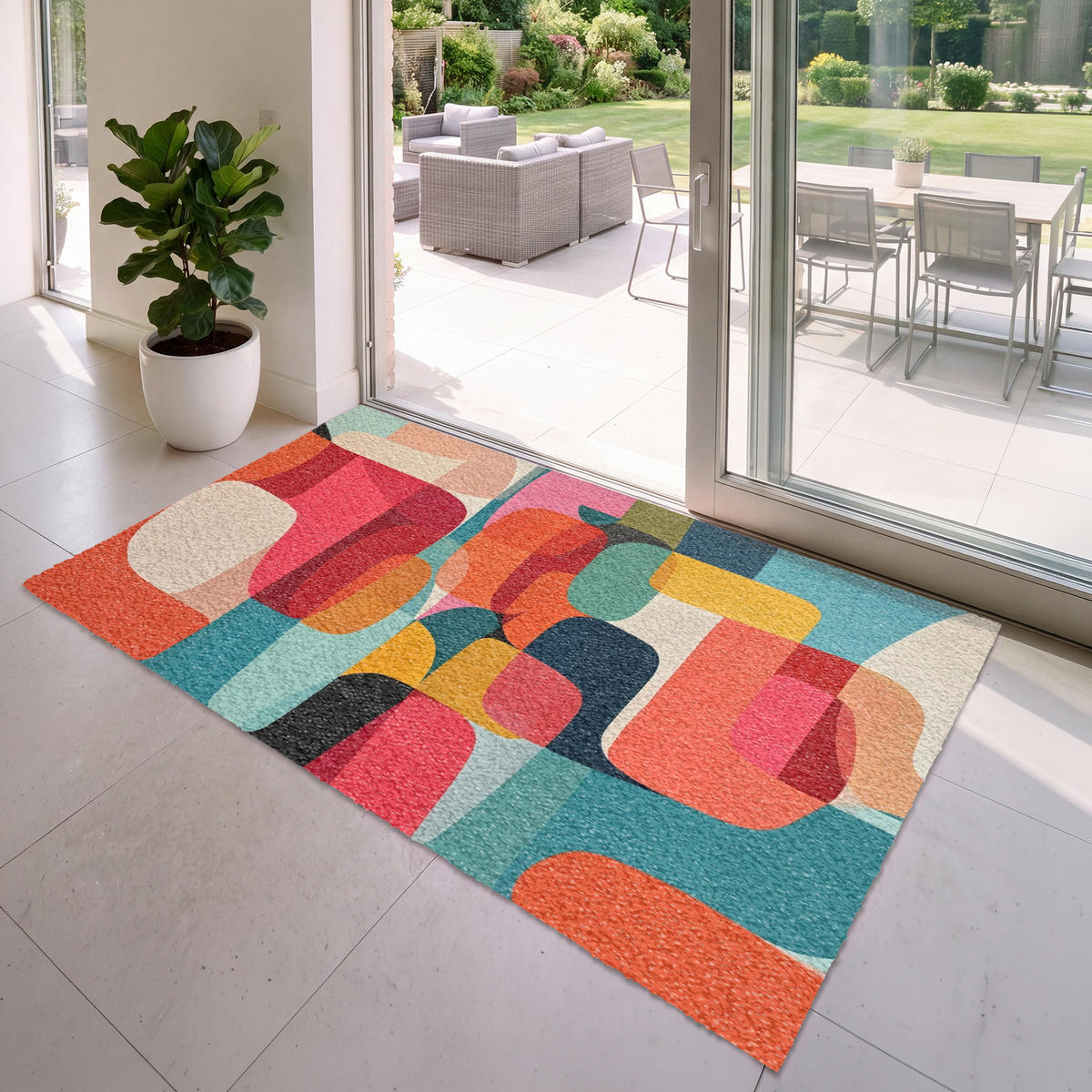 FUSSMATTE Formen - Bunt - Abstrakt - Flugzeuge Sauberlaufmatte 180x120 cm - Multicolor, Kunststoff (180/120cm) - MuchoWow