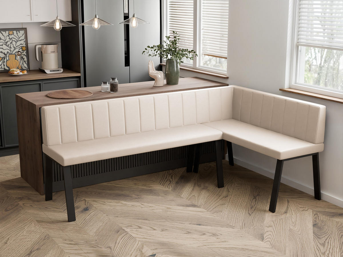 ECKBANK rechts MONO Y Kunstleder gesteppt, 142/196 cm Beige - Beige, Kunststoff/Textil (142/196cm) - Idohome