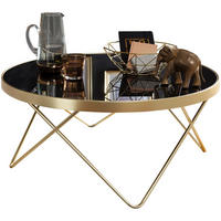 COUCHTISCH Schwarz Mattgold Glas/Metall Ø82cm Modern - Goldfarben/Schwarz, Glas/Metall (82/82/39cm) - KADIMA DESIGN