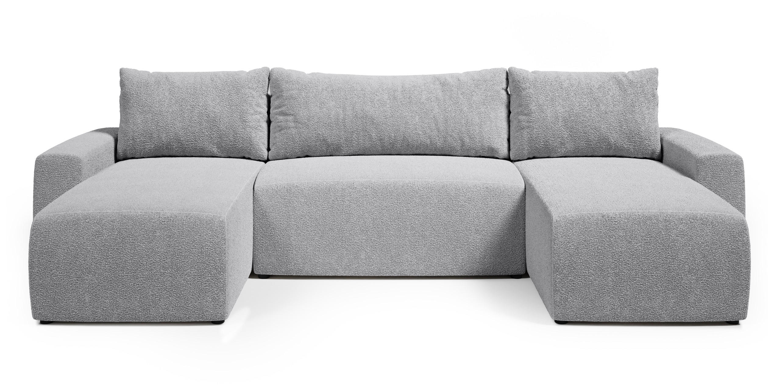 WOHNLANDSCHAFT Plush mit Schlaffunktion Grau Boucle - Grau, Kunststoff/Textil (315/72/145cm) - Bromarkt