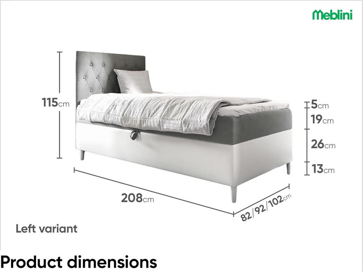 KINDERBETT FLIPPO 1 - Weiß/Grau, Holzwerkstoff (92/208cm) - Meblini