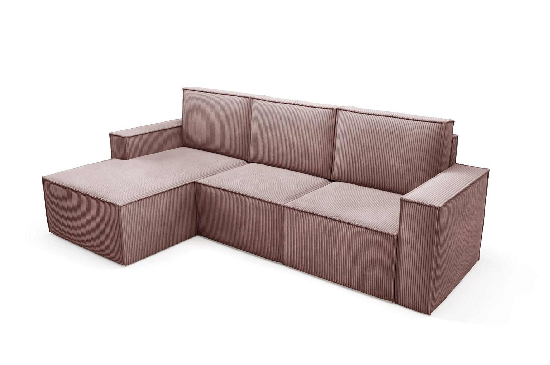 ECKSOFA Orto Rosa, Dreisitzer Kordecksofa rechte seite - Rosa, Holzwerkstoff/Textil (180/142cm) - Bettso