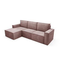 ECKSOFA Orto Rosa, Dreisitzer Kordecksofa linke seite - Rosa, Holzwerkstoff/Textil (180/142cm) - Bettso