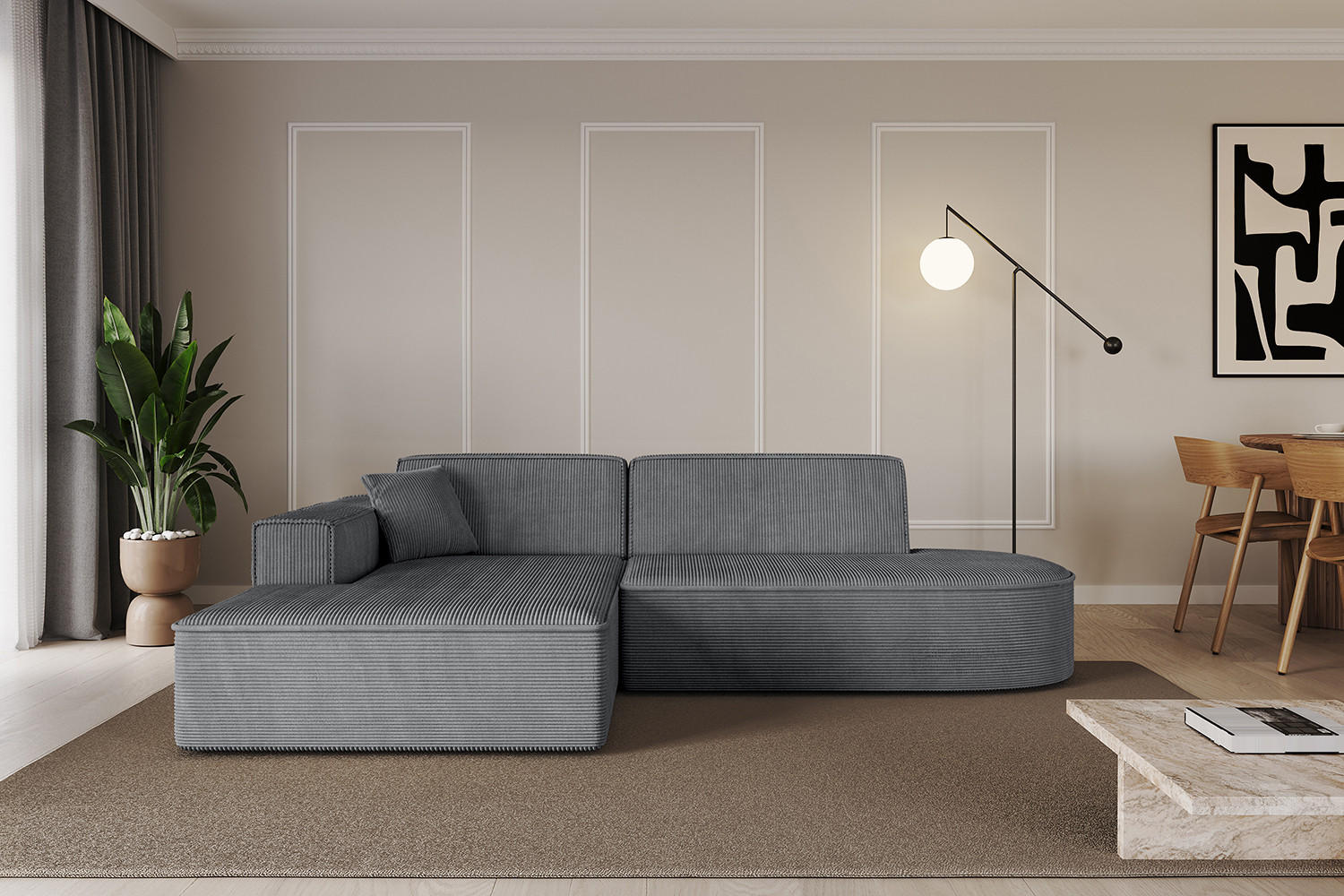 ECKSOFA Ottomane Links IREA-L1-v4 - 234x171x79 cm Duneklgrau - Dunkelgrau, Holzwerkstoff/Textil (234/171cm) - ALTDECOR