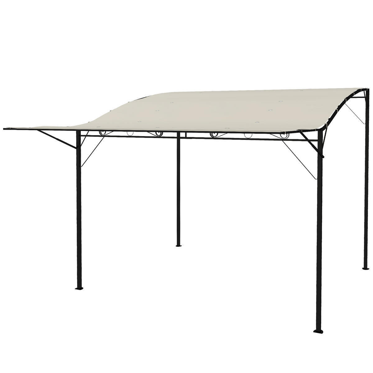PAVILLON mit klappbarer Dacherweiterung, wetterfest, 3 x 2,5 m, moderner Outdoor-Pavillon in Cremeweiß - Creme, Metall (300/250/250cm)
