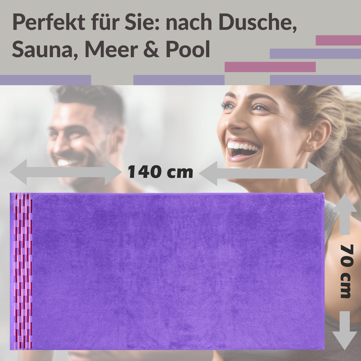 DUSCHTUCH Lugano Lila 2er 70x140 cm - Lila, Textil (70/140cm) - Lashuma