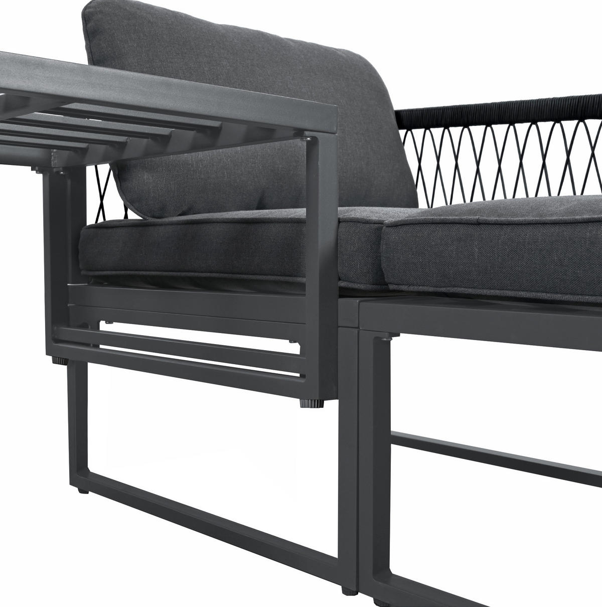 GARTENLOUNGE-SET 66/60/64 cm mit 2 Sesseln, 2 Hockern, höhenverstellbarem Tischhocker und flexiblen Kombinationen, Grau - Grau, Metall - Redom