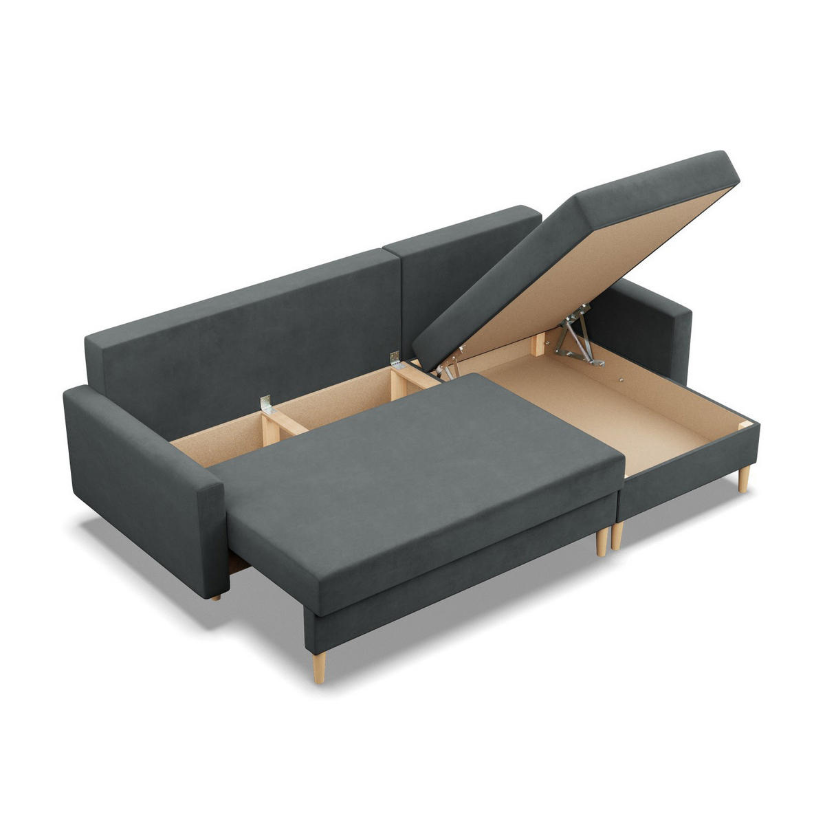 ECKSOFA Blank dunkelgrau - Dunkelgrau, Textil (223/140cm) - SIMKAM Furniture