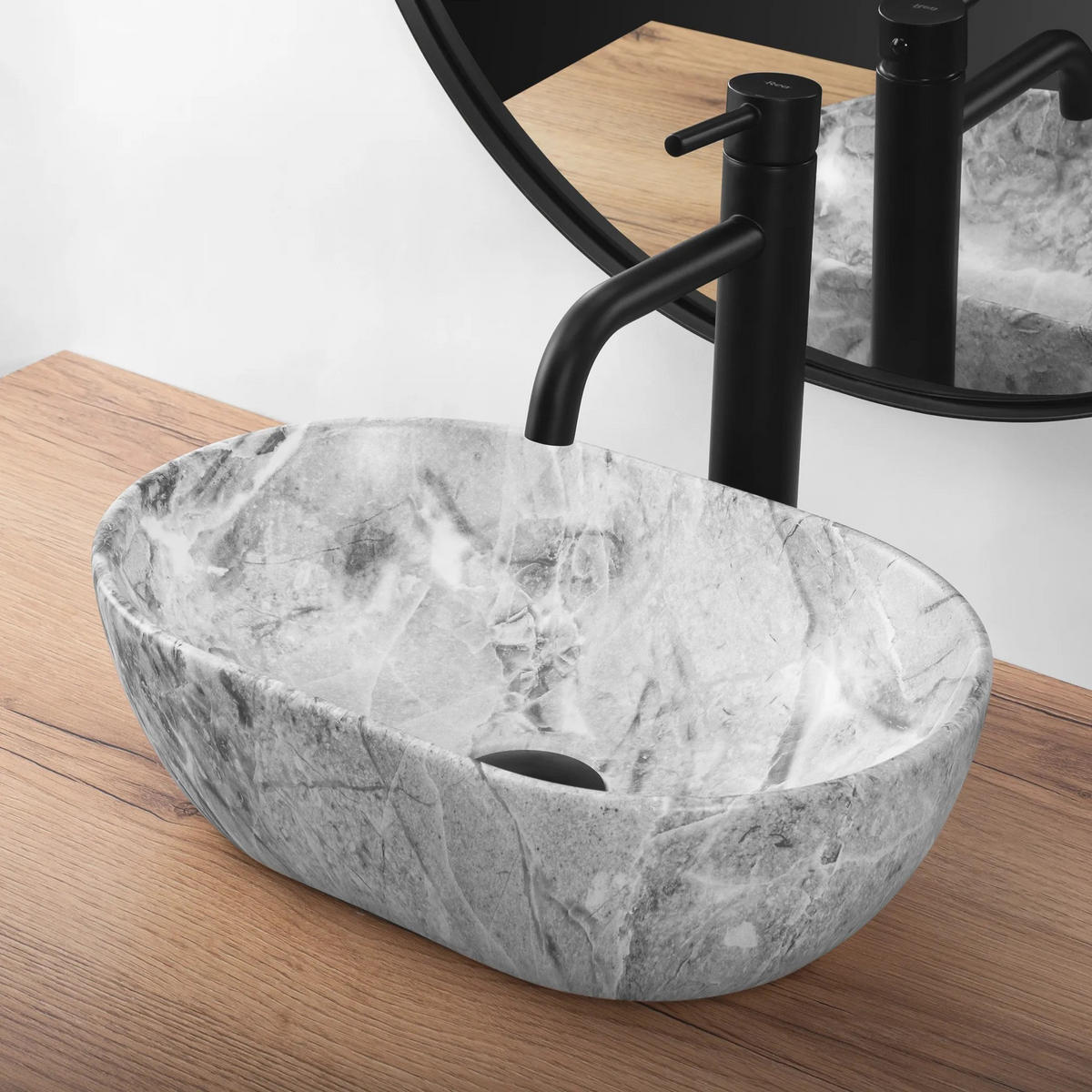 AUFSATZWASCHBECKEN Rea Amelia Mini Stone Matt - Hellgrau, Keramik (26/12/38cm) - REA