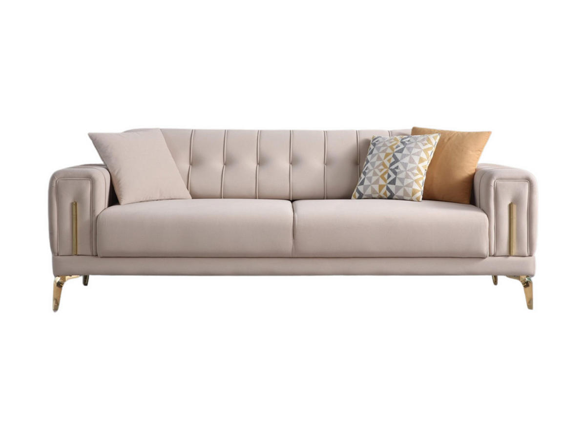 SOFA Majesty 3-Sitzer Mikrofaser Webstoff Beige - Beige, Kunststoff/Textil (230/86/93cm)