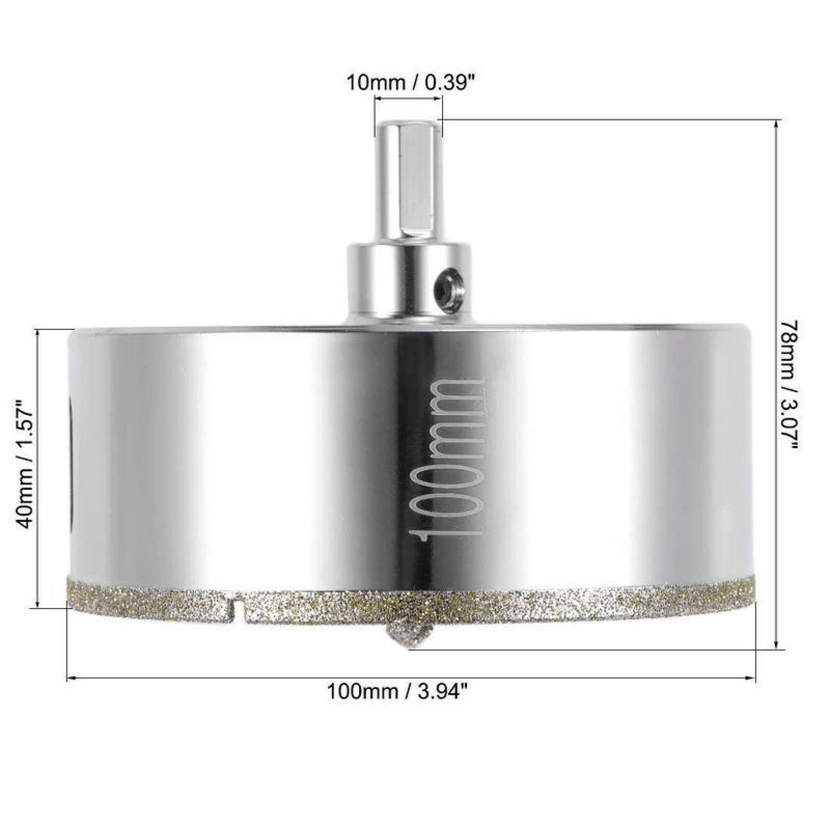 BOHRER - Mit Zentrierbohrer, diamantbeschichtet, geeignet für Glas, Fliesen, Keramik, Marmor (100 mm) - Silberfarben, Metall (5.5/10/1cm) - DCA