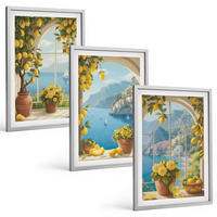 BILDER SET 3er Set - 40x60 cm Silberner Rahmen - Meereslandschaften, Zitronen, Fenster - Silberfarben, Kunststoff (40/60cm) - TULUP