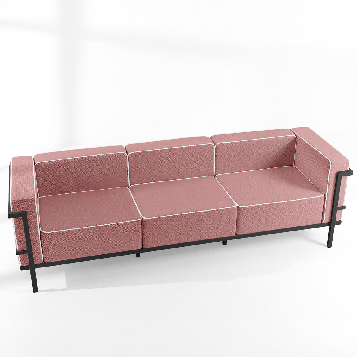 GARTENLOUNGE-SET TRIGLO 1x Tisch, 2x Sessel, 1x Sofa 3-Sitzer, 4-tlg., Modern, Dunkelgrau - Dunkelgrau/Rot, Glas/Textil - KONSIMO®