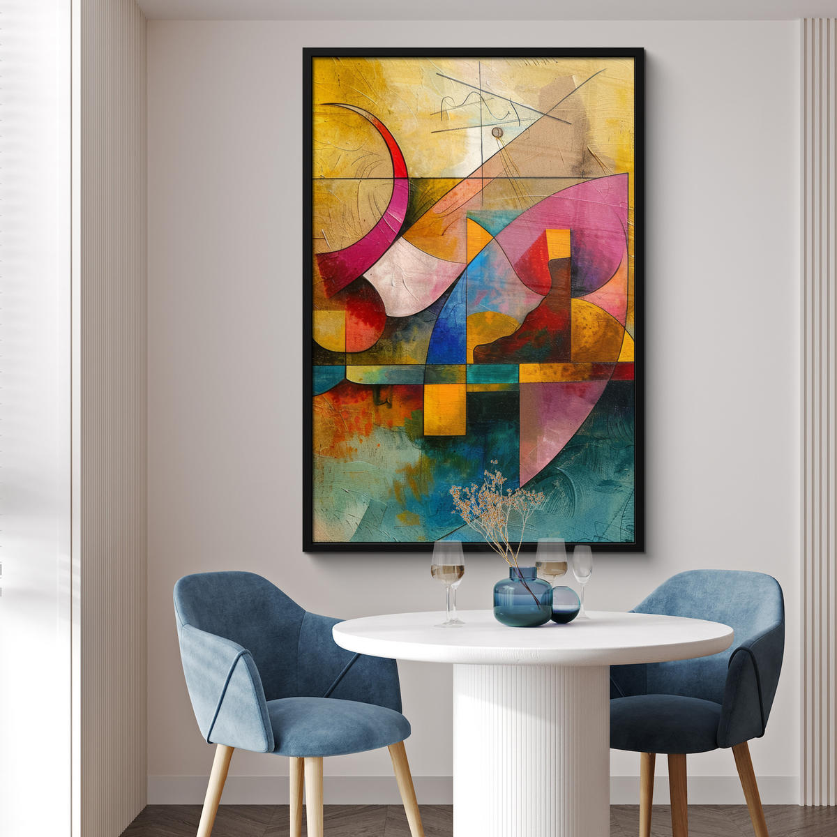 GERAHMTES BILD Kunst - Abstrakt - Modern 80x120 cm - Gelb, Papier (80/120cm) - MuchoWow
