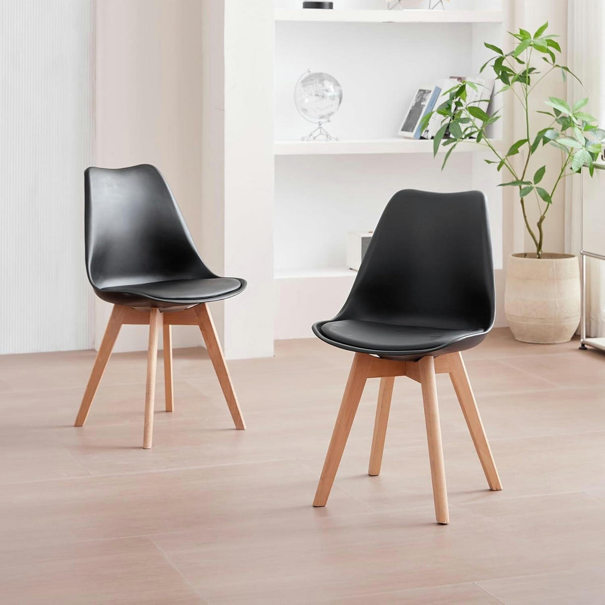 ESSZIMMERSTÜHLE 2er-Set mit Buchenholzbeinen Schwarz - Schwarz, Kunststoff (40/83/40cm)