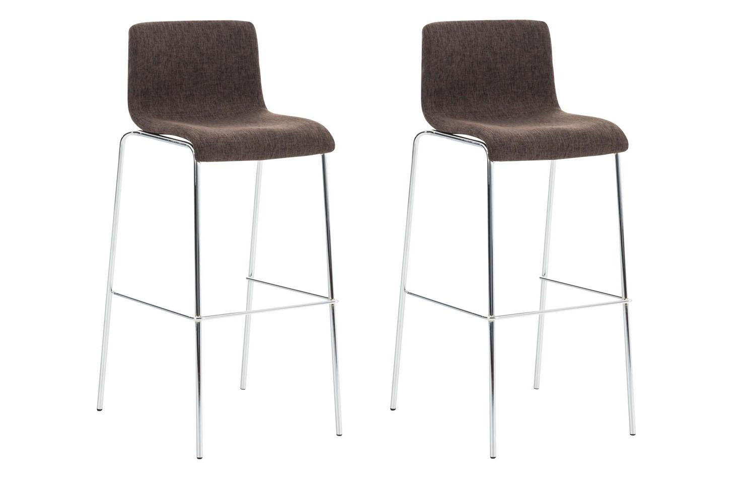 BARHOCKER 2er Set Stoff braun - Chromfarben/Braun, Textil/Metall (43/100/48cm) - CLP
