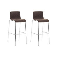 BARHOCKER 2er Set Stoff braun - Chromfarben/Braun, Textil/Metall (43/100/48cm) - CLP