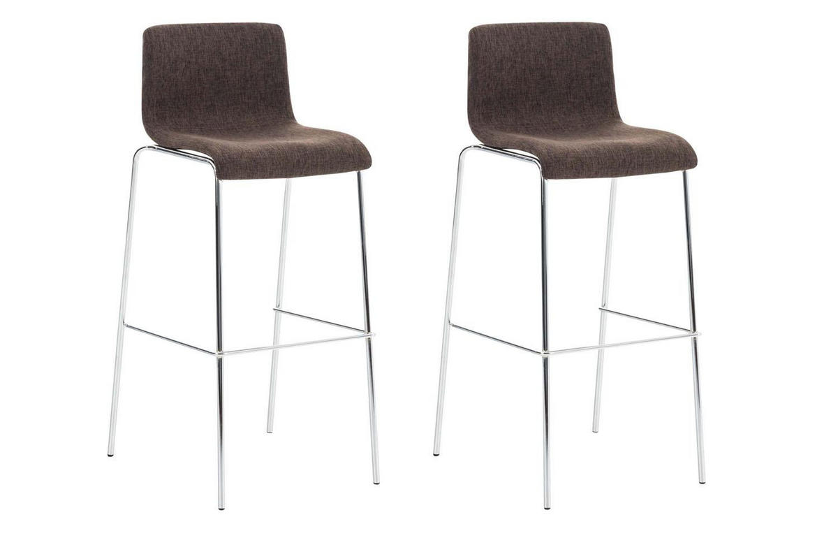 BARHOCKER 2er Set Stoff braun - Chromfarben/Braun, Textil/Metall (43/100/48cm) - CLP