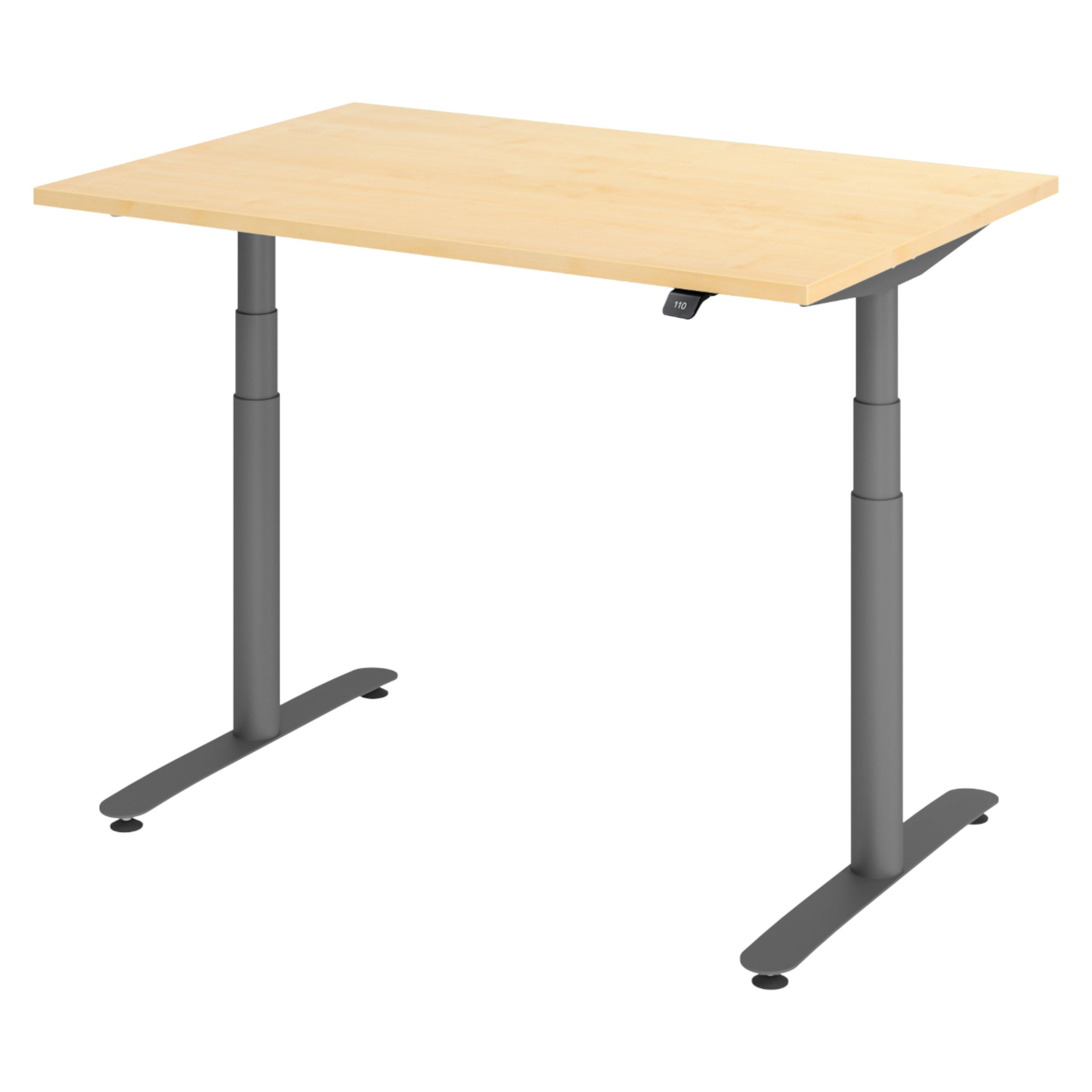 SCHREIBTISCH elektrisch Bluetooth & App XDLR 120/80/72 cm in Ahornfarben/Graphitfarben - Ahornfarben/Graphitfarben, Holzwerkstoff (120/80/72cm) - bümö