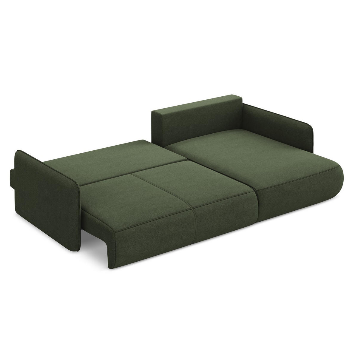 ECKSOFA mit Schlaffunktion Strukturstoff Stoff Grün - Schwarz/Olivgrün, Kunststoff/Textil (240/148cm) - LaMiaSofa