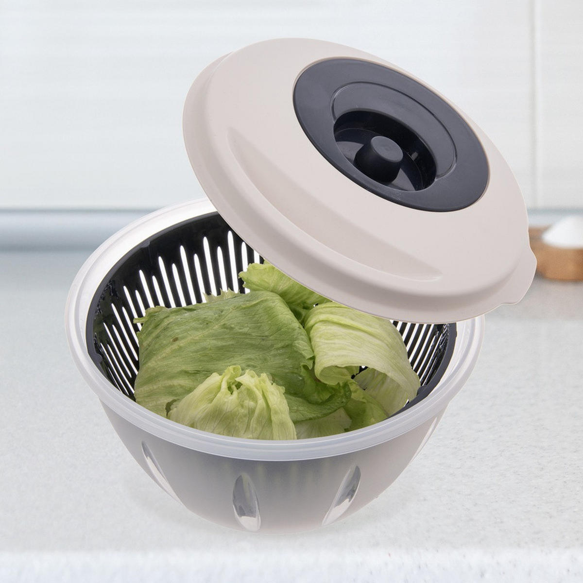 SALATSCHLEUDER ELA Grau Weiß 4,5 l - Transparent, Kunststoff (25.5/14.5cm) - Orion 