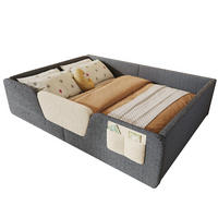 POLSTERBETT 140/200 cm grau aus Velours mit abnehmbaren Seitengittern - Grau, Textil (140/190cm) - OKWISH