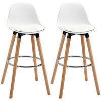 BARHOCKER 2er-Set DE-14704 mit Rückenlehne & Fußstütze Weiß - Weiß, Holzwerkstoff (43/91/43cm) - ComfortXL