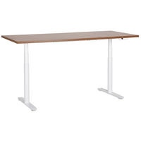 SCHREIBTISCH braunweiß 180/72 cm elektrisch höhenverstellbar Destin IV - Dunkelbraun/Weiß, Holz (72/180/67cm) - Beliani