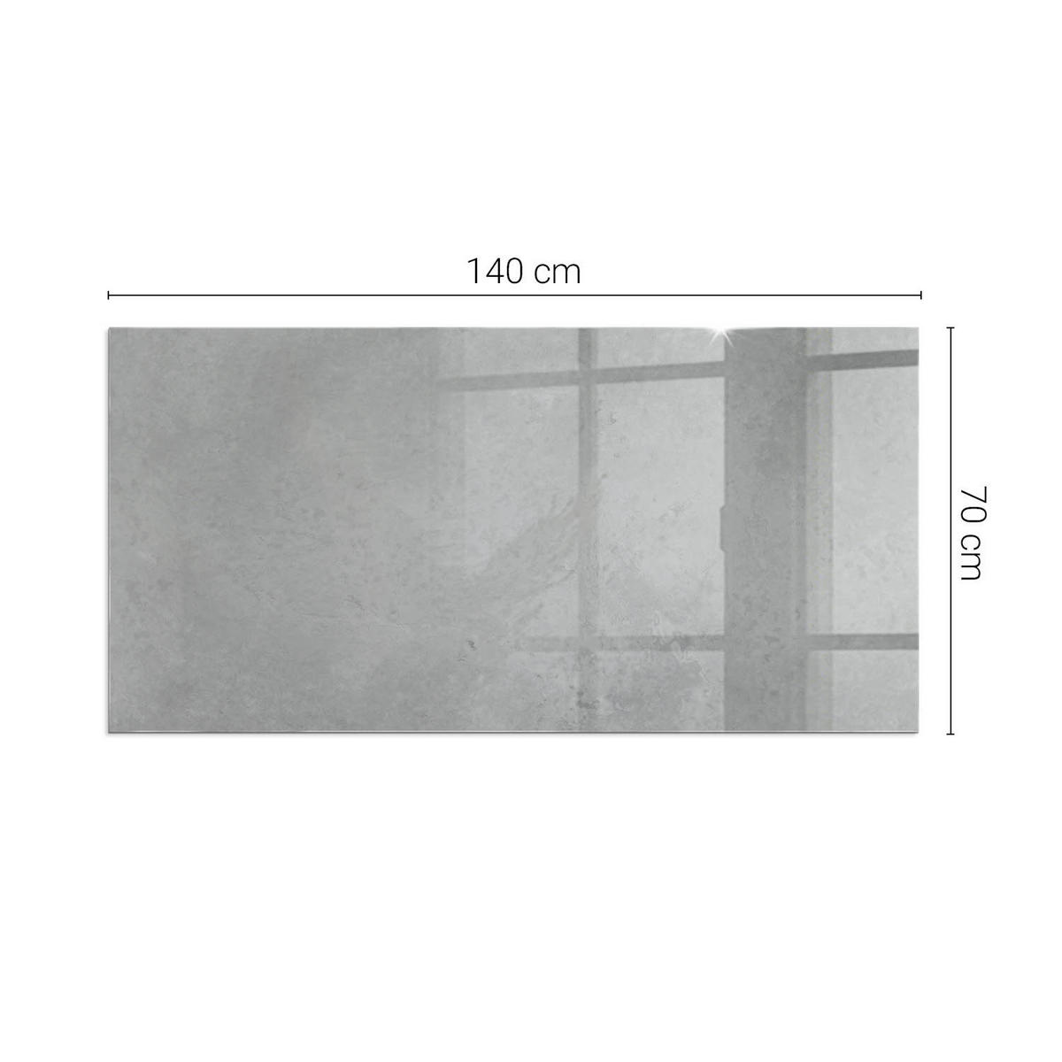 GLASPLATTE für Kamin 140x70 cm Grau - Grau, Glas (140/70/0.4cm) - ArtPrintCave