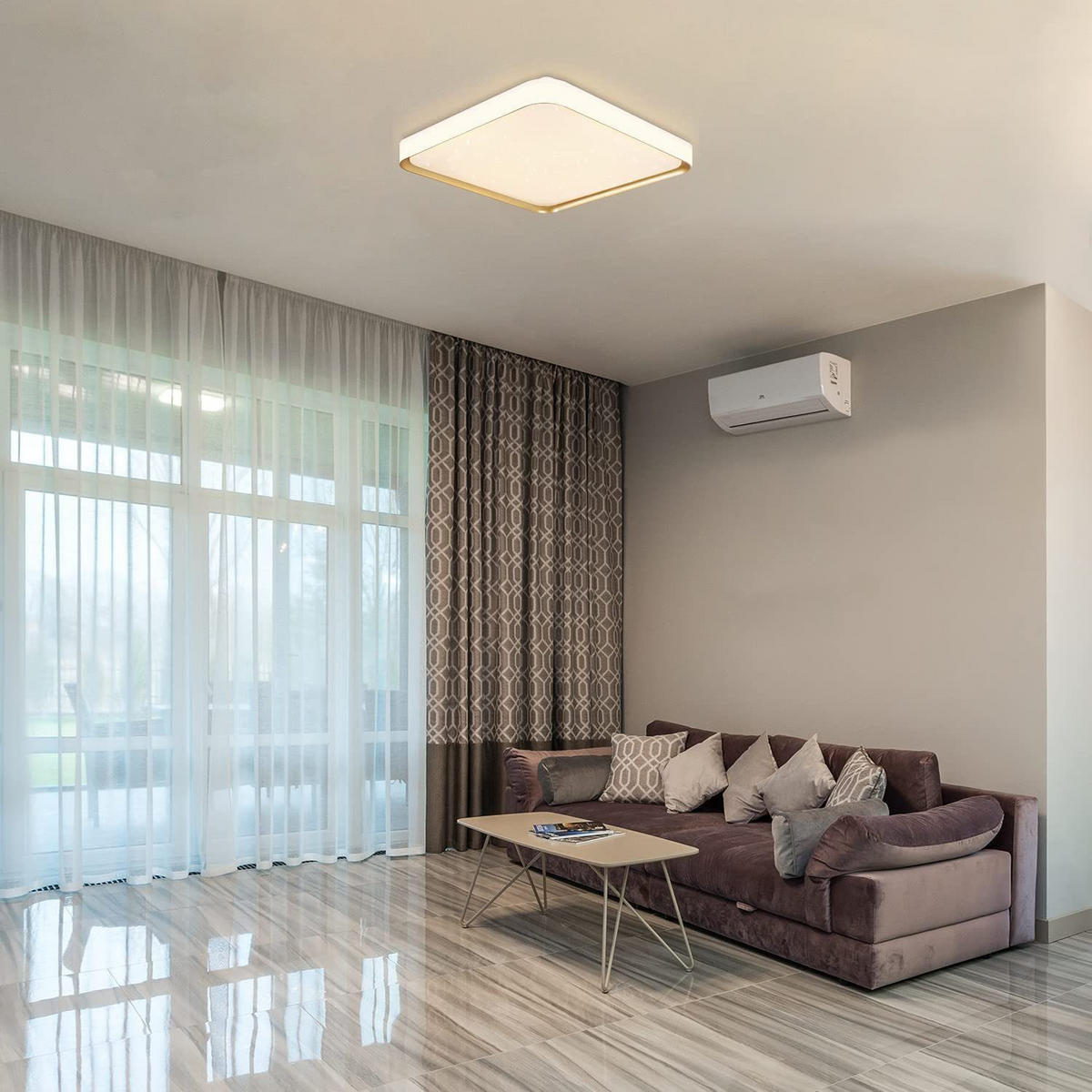 LED stropní světlo Zara 40/40/7 cm - bílá, plast (40/40/7cm) - Nettlife