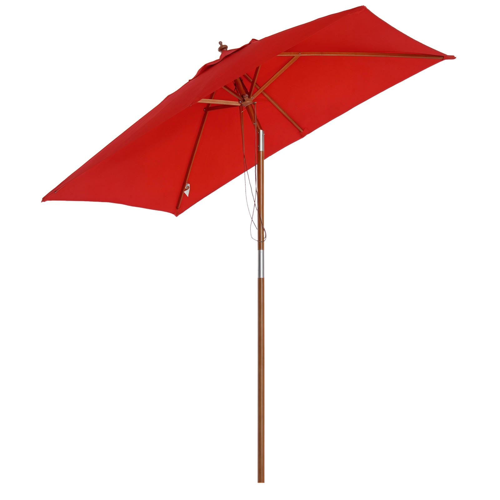 SONNENSCHIRM DE-11360 rechteckig, neigbar, Holz Rot - Rot, Holzwerkstoff (150/200cm) - ComfortXL
