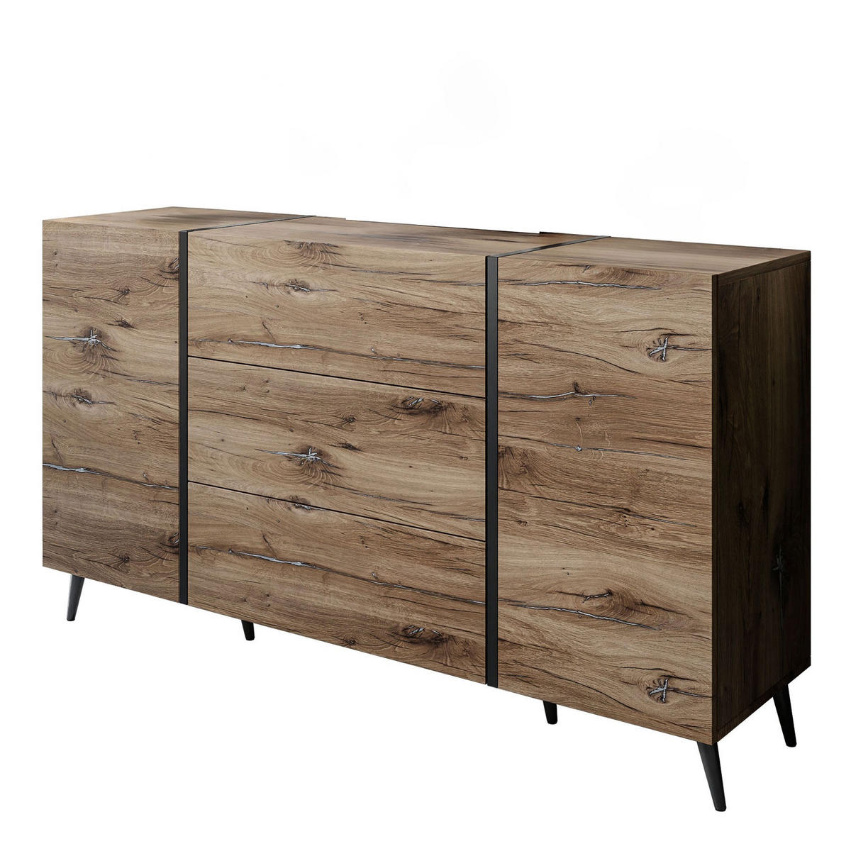 SIDEBOARD mit Schubladen ONYX LOFT auf Beinen Push Open - Eichefarben, Holzwerkstoff (158/88/41.3cm) - Lookway