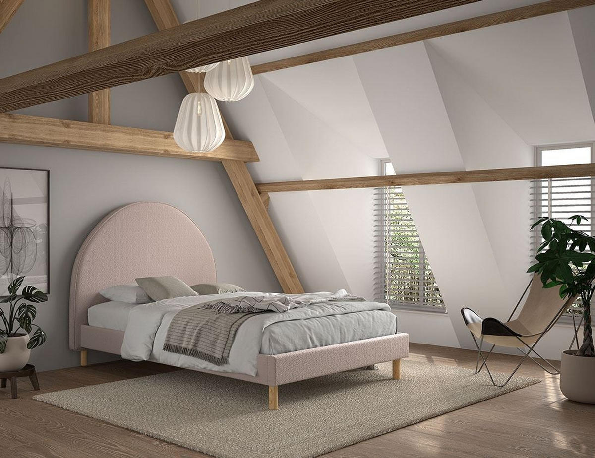 POLSTERBETT Karlotta 147x132x212 aus Holzwerkstoff in Rosa - Rosa, Holzwerkstoff (140/200cm) - 58aufmkessel