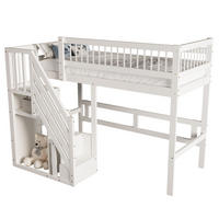 VYSOKÁ postel 90/200 cm bílá s úložnými schody z masivního dřeva - bílá, kompozitní dřevo (90/200cm) - OKWISH