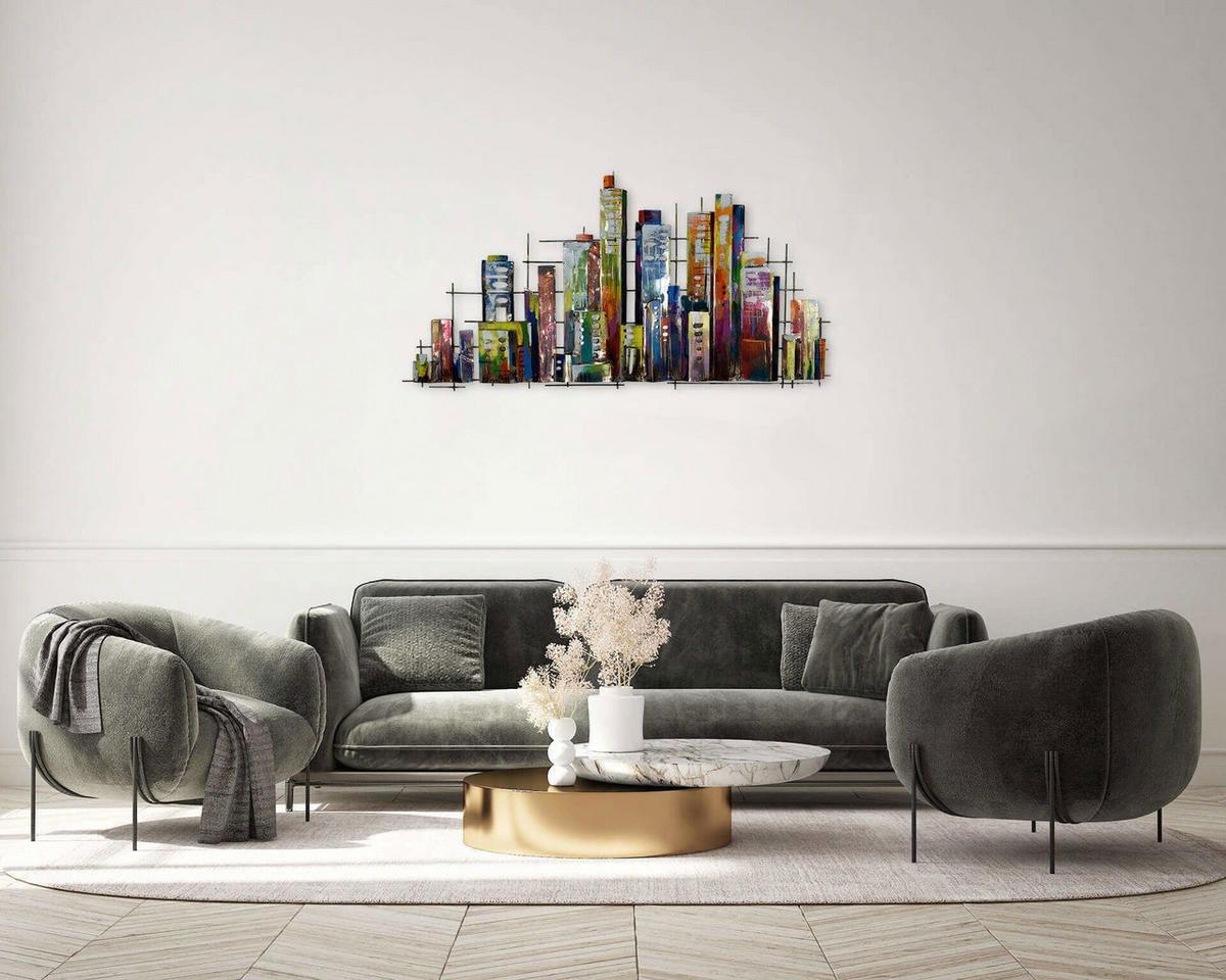 WANDDEKO Bunt 120/60 cm - Multicolor, Metall (3/60/3cm) - KUNSTLOFT