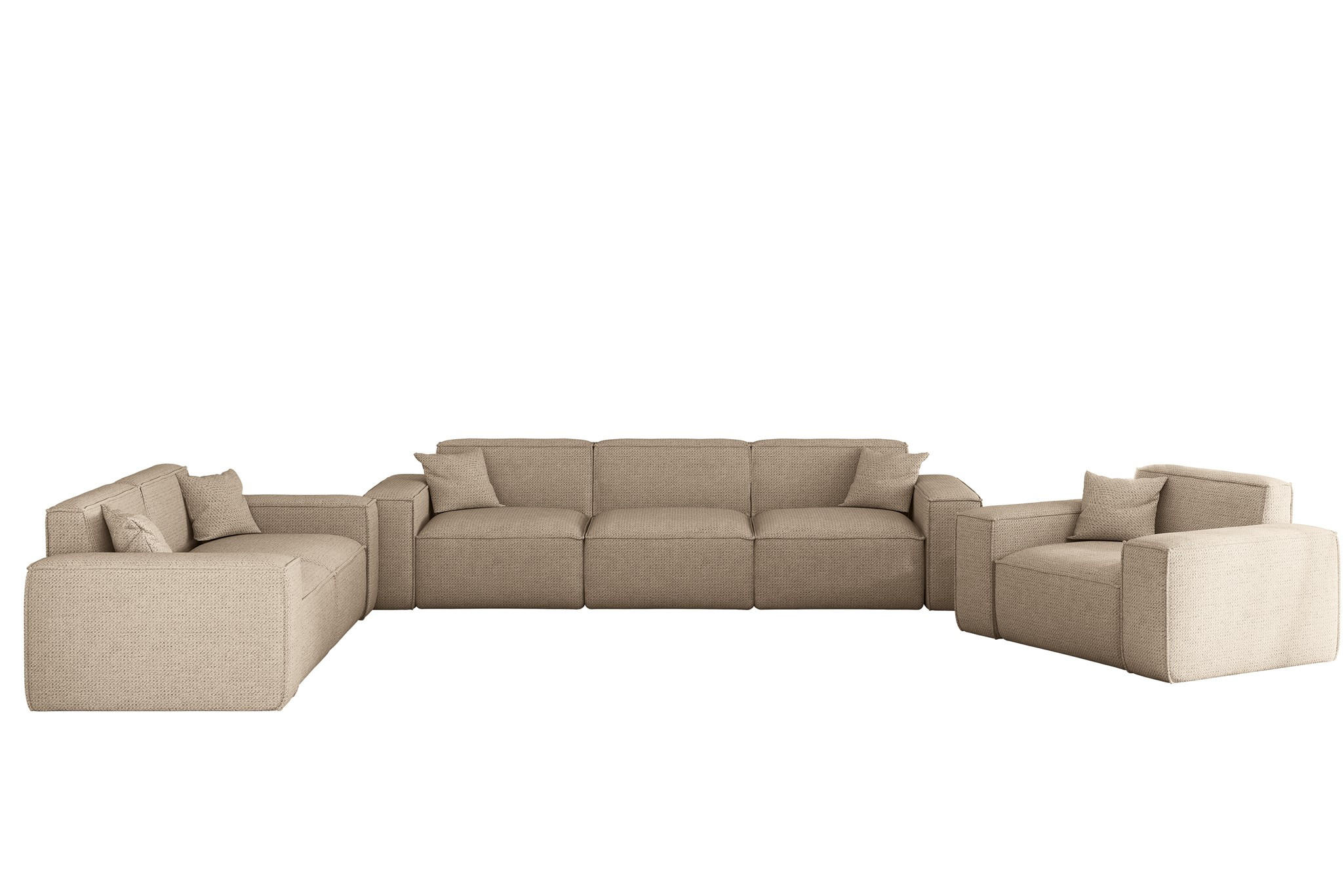SOFASET Celes Premium 3-2-1 In Artico - Beige, Holzwerkstoff/Textil (218/73/90cm) - Fun Möbel