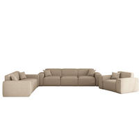SOFASET Celes Premium 3-2-1 In Artico - Beige, Holzwerkstoff/Textil (218/73/90cm) - Fun Möbel